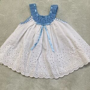 Blue and White Eyelet Dress
